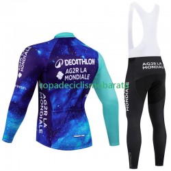 Maillot y Culotte Largos con Tirantes Decathlon Ag2R 2024 Hombres N001