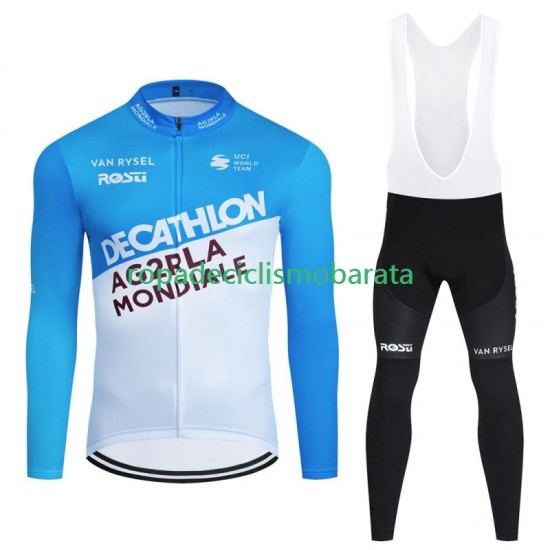Maillot y Culotte Largos con Tirantes Decathlon Ag2R 2024 Hombres
