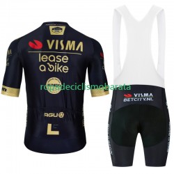 Maillot y Culotte con Tirantes Visma Lease A Bike 2024 Black Hombres