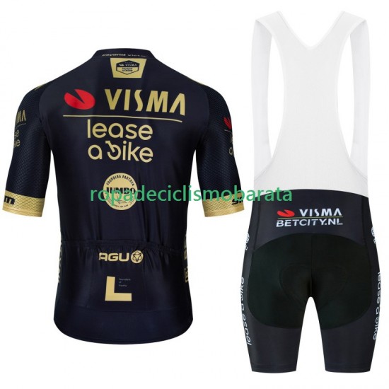 Maillot y Culotte con Tirantes Visma Lease A Bike 2024 Black Hombres