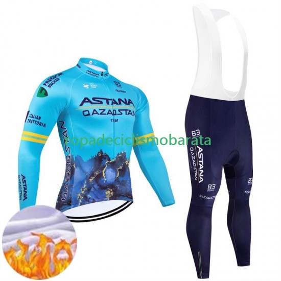 Invierno Maillot y Culotte Largos con Tirantes Astana Qazaqstan 2024 Team Hombres