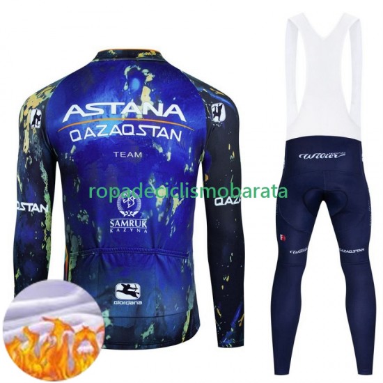 Invierno Maillot y Culotte Largos con Tirantes Astana Qazaqstan 2024 Hombres