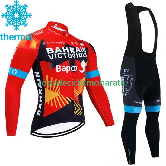Invierno Maillot y Culotte Largos con Tirantes Bahrain Victorious 2023 Hombres