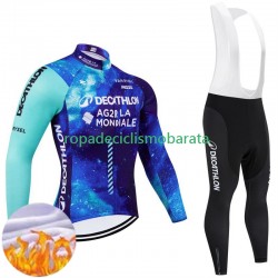 Invierno Maillot y Culotte Largos con Tirantes Decathlon Ag2R 2024 Hombres N001