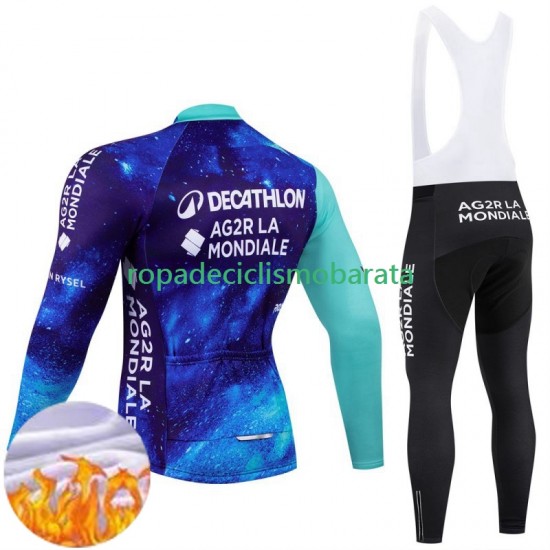 Invierno Maillot y Culotte Largos con Tirantes Decathlon Ag2R 2024 Hombres N001