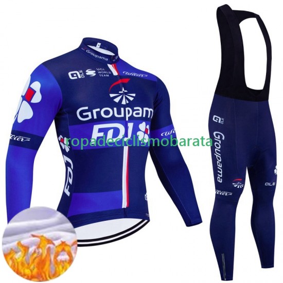 Invierno Maillot y Culotte Largos con Tirantes Fdj Groupama 2024 Hombres