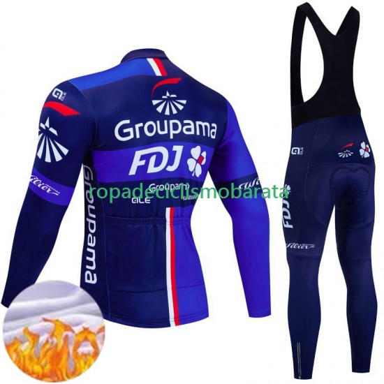 Invierno Maillot y Culotte Largos con Tirantes Fdj Groupama 2024 Hombres