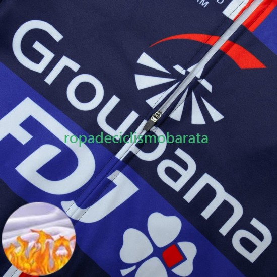 Invierno Maillot y Culotte Largos con Tirantes Fdj Groupama 2024 Hombres