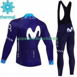 Invierno Maillot y Culotte Largos con Tirantes Movistar 2023 Hombres
