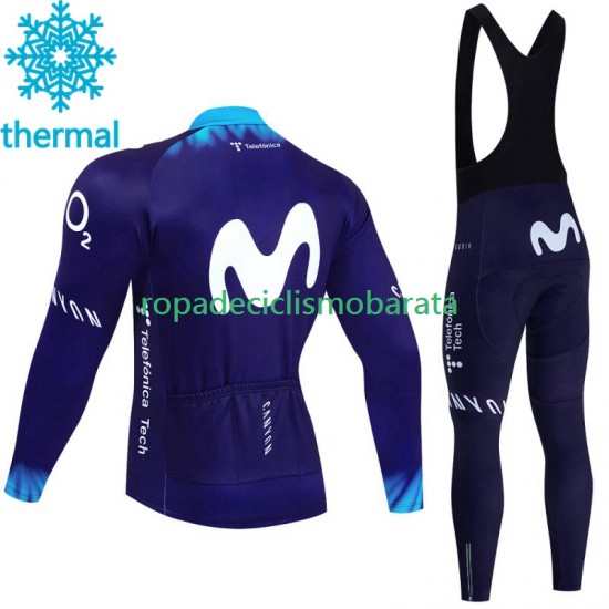 Invierno Maillot y Culotte Largos con Tirantes Movistar 2023 Hombres