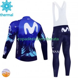 Invierno Maillot y Culotte Largos con Tirantes Movistar 2024 Hombres