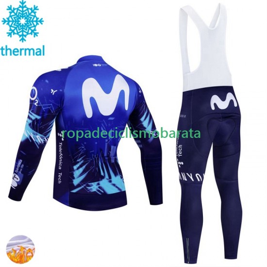 Invierno Maillot y Culotte Largos con Tirantes Movistar 2024 Hombres