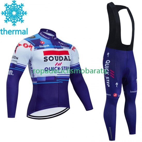 Invierno Maillot y Culotte Largos con Tirantes Soudal Quickstep 2023 Hombres