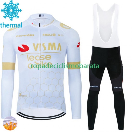 Invierno Maillot y Culotte Largos con Tirantes Visma Lease A Bike 2024 Hombres N002