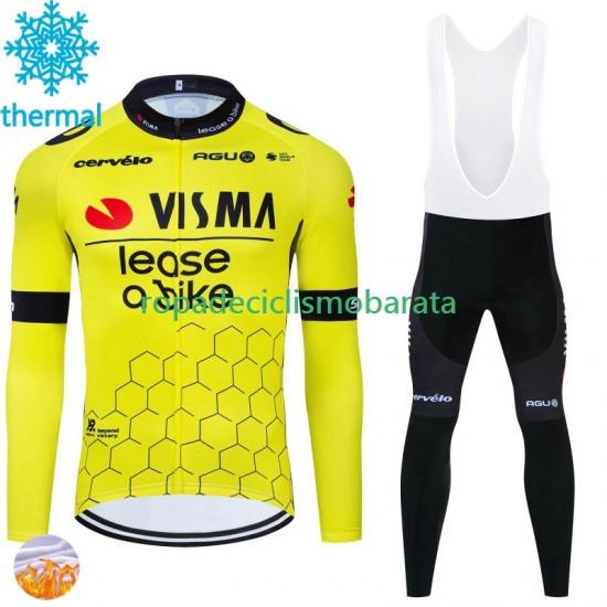 Invierno Maillot y Culotte Largos con Tirantes Visma Lease A Bike 2024 Hombres