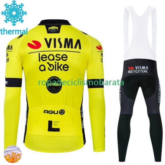 Invierno Maillot y Culotte Largos con Tirantes Visma Lease A Bike 2024 Hombres