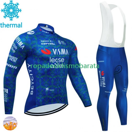 Invierno Maillot y Culotte Largos con Tirantes Visma Lease A Bike Tdf 2024 Blanc Hombres