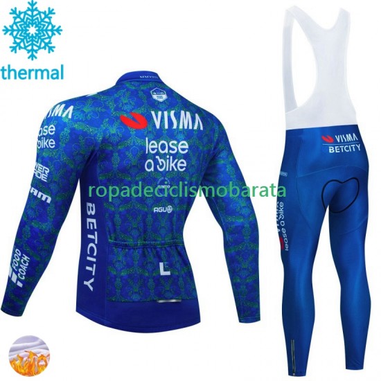 Invierno Maillot y Culotte Largos con Tirantes Visma Lease A Bike Tdf 2024 Blanc Hombres