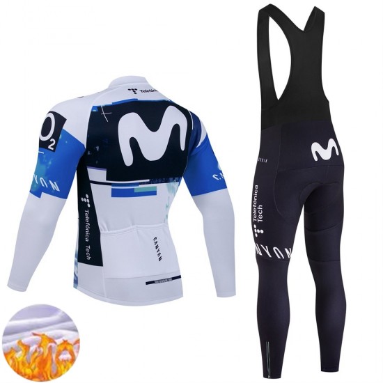 Invierno Maillot y Culotte Largos con Tirantes Movistar Team 2025 Hombres N001