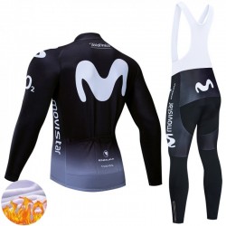Invierno Maillot y Culotte Largos con Tirantes Movistar Team 2025 Hombres