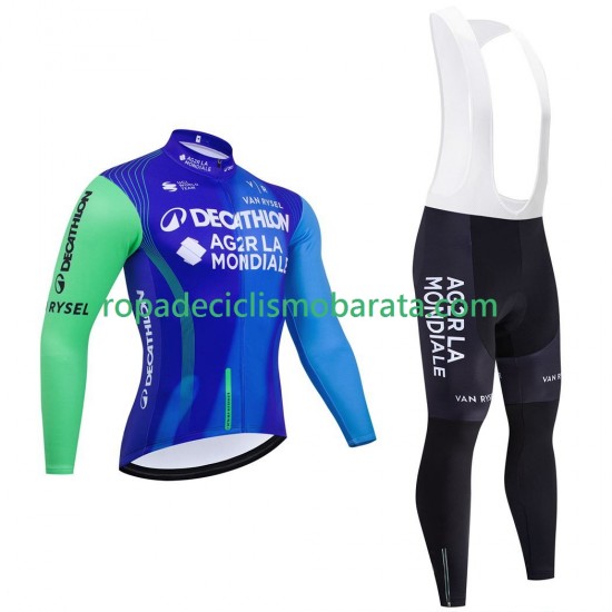 Maillot y Culotte Largos con Tirantes pro decathlon ag2r 2025 Hombres