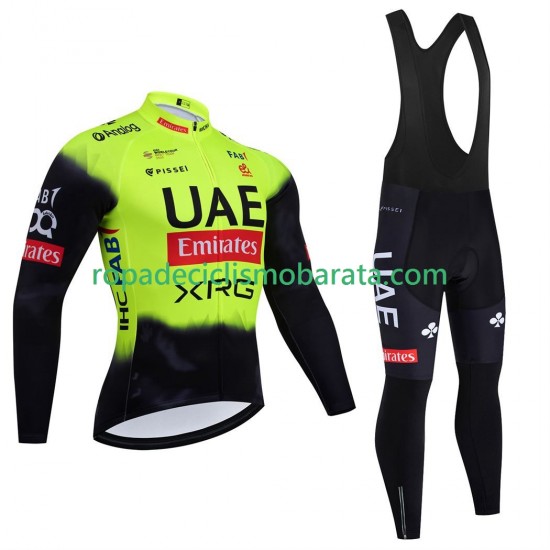 Maillot y Culotte Largos con Tirantes pro uae team emirates 2025 fluo Hombres