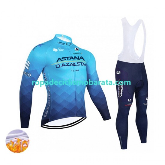 Invierno Maillot y Culotte Largos con Tirantes 2022 Astana Qazaqstan Team Hombres N001