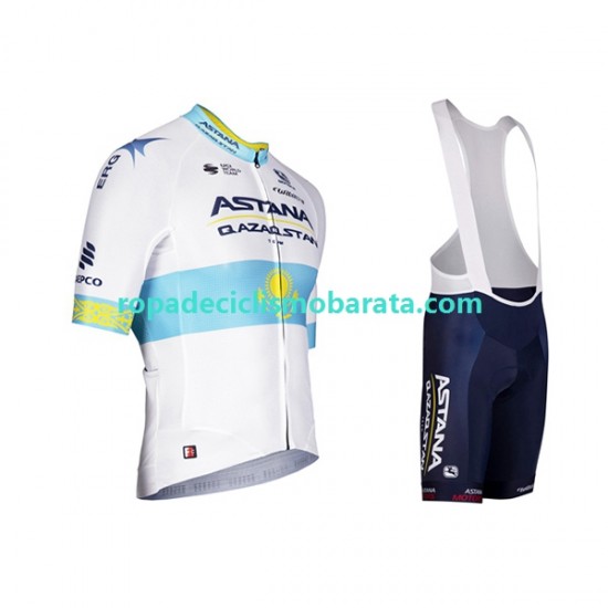 Maillot y Culotte con Tirantes 2022 Astana Qazaqstan Team Hombres N002