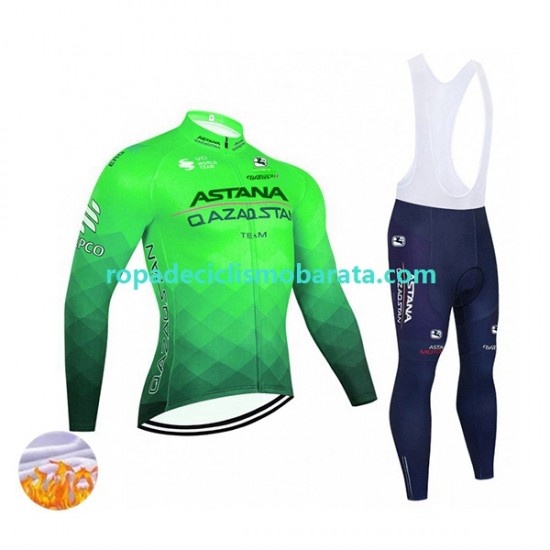 Invierno Maillot y Culotte Largos con Tirantes 2022 Astana Qazaqstan Team Hombres N003