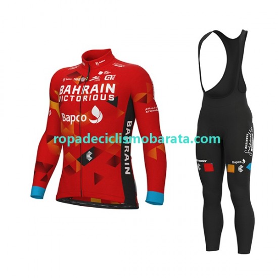 Maillot y Culotte Largos con Tirantes 2022 Team Bahrain Victorious Hombres N001