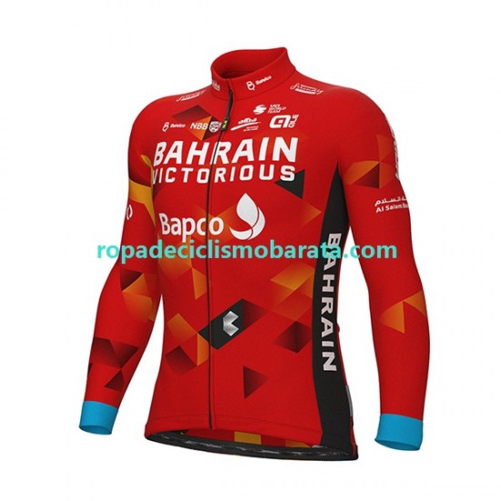 Maillot Manga Larga 2022 Team Bahrain Victorious Hombres N001