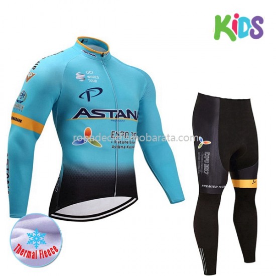 Invierno Maillot y Culotte Largos 2017 Astana Pro Team Niños M001