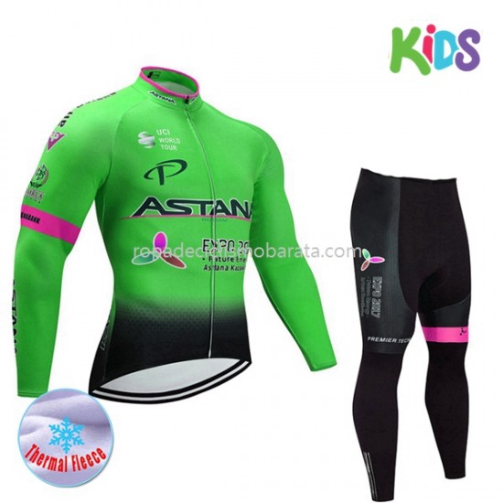 Invierno Maillot y Culotte Largos 2017 Astana Pro Team Niños M002