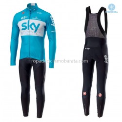 Invierno Maillot y Culotte Largos con Tirantes 2018 Team Sky M002