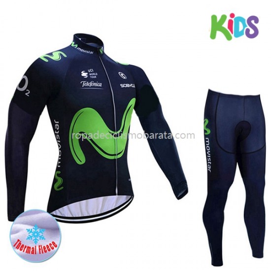 Invierno Maillot y Culotte Largos 2017 Movistar Team Niños M001
