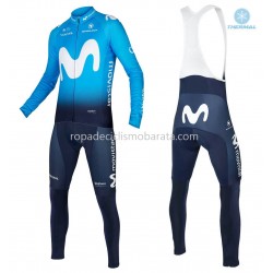 Invierno Maillot y Culotte Largos con Tirantes 2018 Movistar Team M001