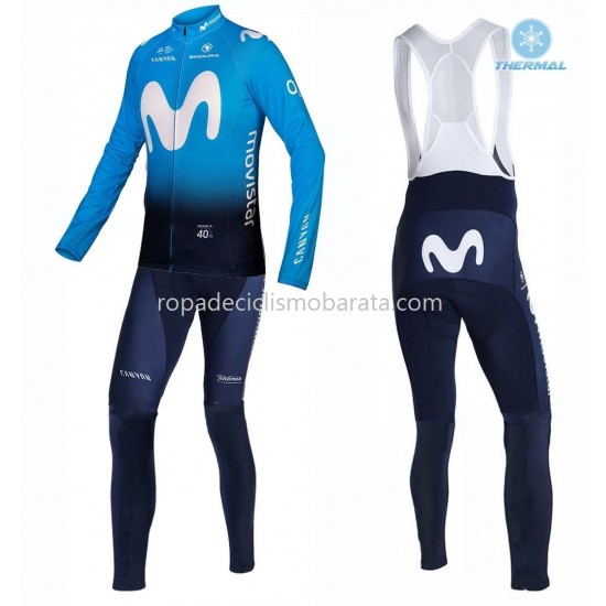Invierno Maillot y Culotte Largos con Tirantes 2019 Movistar Team M001
