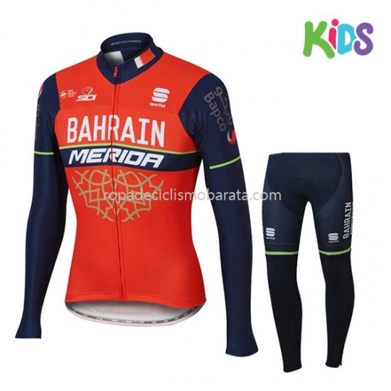 Maillot y Culotte Largos 2017 Bahrain Merida Niños M001