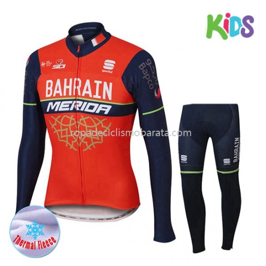 Invierno Maillot y Culotte Largos 2017 Bahrain Merida Niños M001