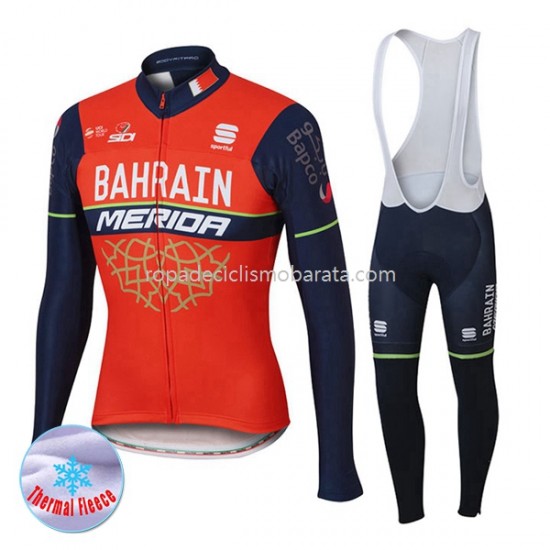 Invierno Maillot y Culotte Largos con Tirantes 2017 Bahrain Merida M001