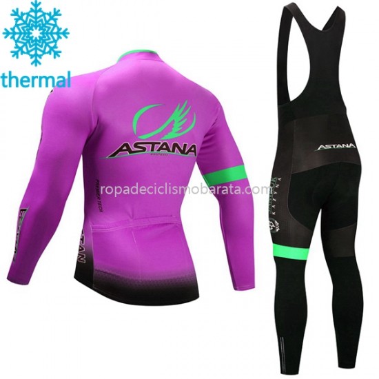 Invierno Maillot y Culotte Largos con Tirantes 2017 Astana Pro Team Mujeres M003