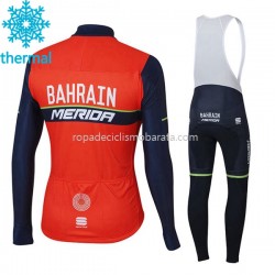 Invierno Maillot y Culotte Largos con Tirantes 2017 Bahrain Merida Mujeres M001
