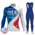 Invierno Maillot y Culotte Largos con Tirantes 2017 FDJ Mujeres M001