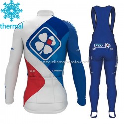 Invierno Maillot y Culotte Largos con Tirantes 2017 FDJ Mujeres M001