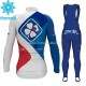 Invierno Maillot y Culotte Largos con Tirantes 2017 FDJ Mujeres M001