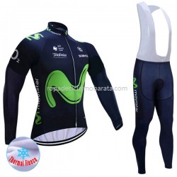 Invierno Maillot y Culotte Largos con Tirantes 2017 Movistar Team Mujeres M001