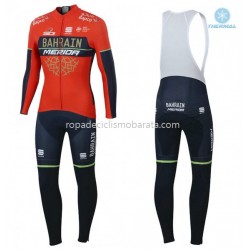 Invierno Maillot y Culotte Largos con Tirantes 2018 Bahrain Merida Mujeres M001